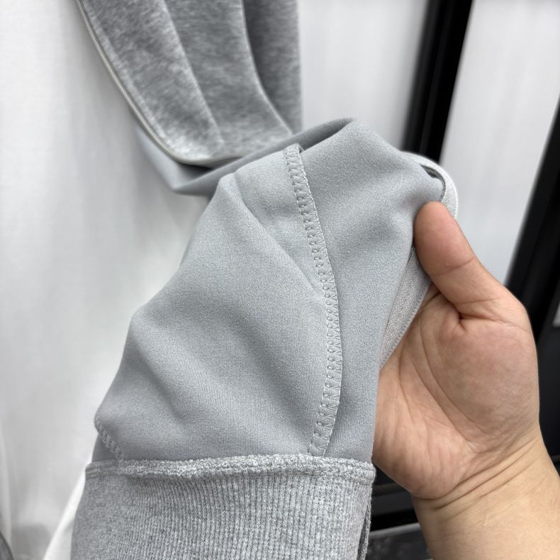 Herren-Reißverschlussjacke aus hochwertigem Baumwoll-Mix – Atmungsaktive Sportbekleidung mit entspannter Passform und geripptem Saum (Hellgrau/Marineblau/Schwarz/Anthrazit/Dunkelblau)_voghion.com