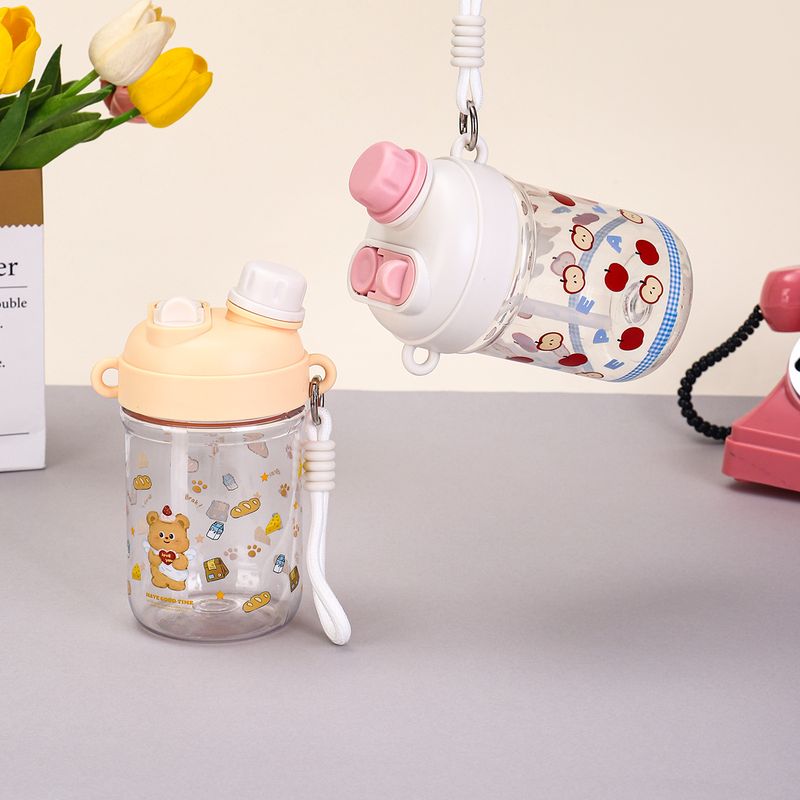 Sommer Neue Kunststoff Niedlich Doppel Trinken Cartoon Bär Stroh Für Männer Und Frauen Studenten Zu Hause Tragbare Strap Wasser Tasse_voghion.com