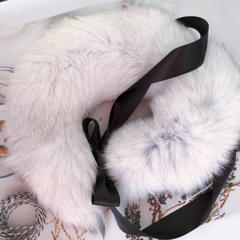 Giocattolo sessuale con coda di volpe in vera pelliccia, addestramento SM, plug anale rimovibile, piccolo, grigio, alternativa al cortile posteriore_voghion.com