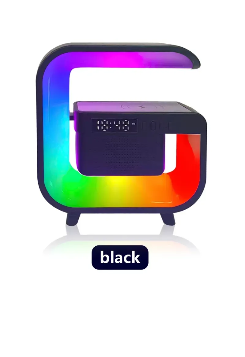 Çok İşlevli Kablosuz Şarj Standı Bluetooth 5.0 Hoparlör FM TF RGB Gece Lambası Hızlı Şarj İstasyonu_voghion.com