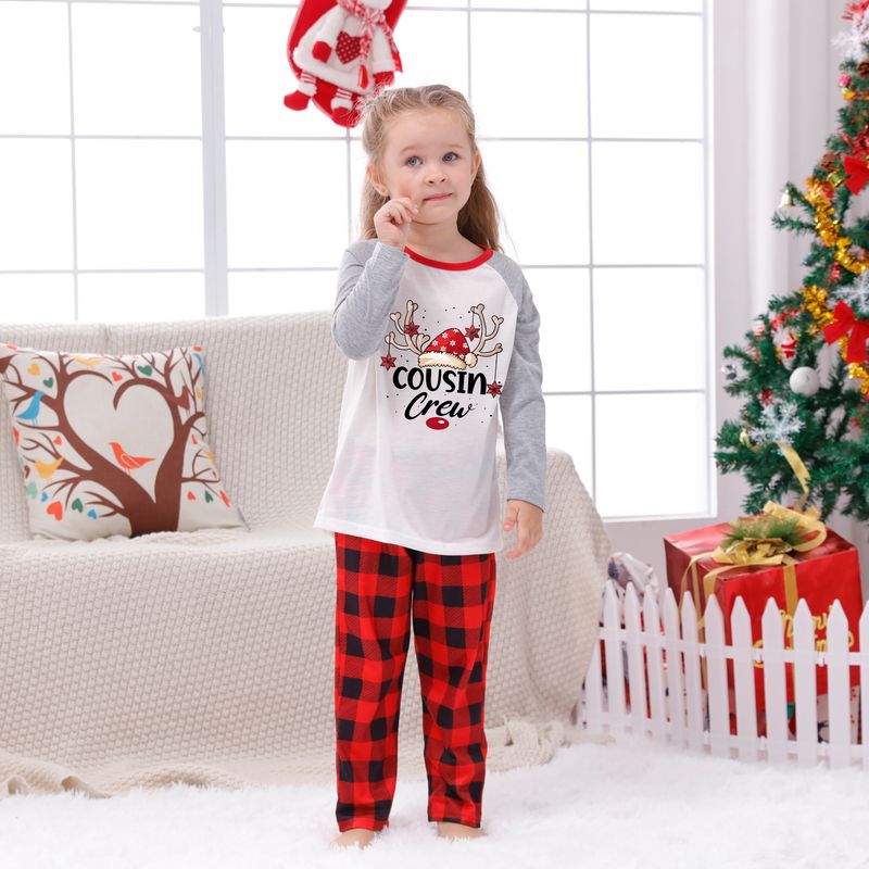 Traje familiar de Navidad, ropa familiar para el hogar, ropa navideña para el hogar, conjunto familiar, ropa para el hogar con estampado de retales a cuadros_voghion.com