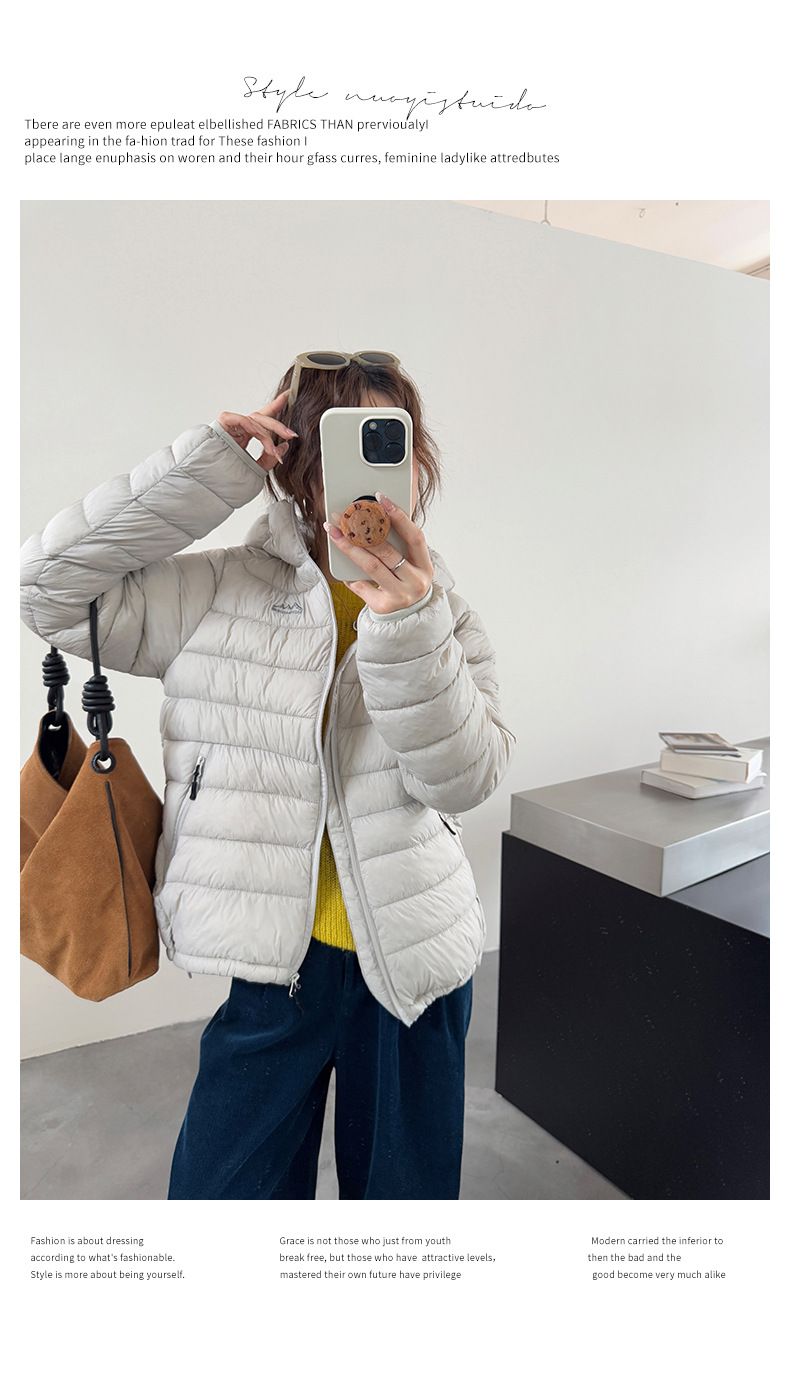 Women's Lightweight Hooded Puffer Jacket - Winter Warm Coat With Softshell Fabric, Slim Fit Zip-Up Outerwear For Casual & Commuting_voghion.com