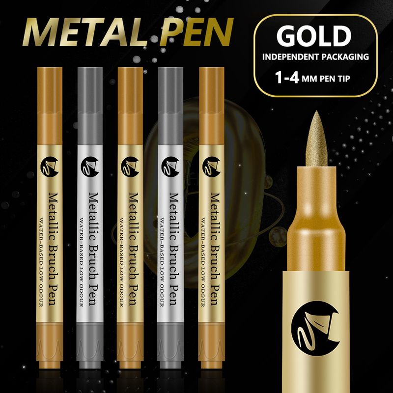 Unisex mëllen Kapp Héichglanz Metall Pen Aktivitéit Ënnerschrëft Pen Gréisskaart Molerei Pen Waasserbaséiert Faarf Pen Faarf Pen_voghion.com