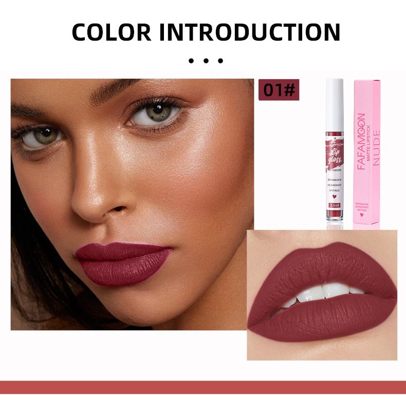 Single cross-border new lip gloss non-stick Cup durable matte non-fading Matte Velvet Lip gloss multicolor FAFAMOON_voghion.com