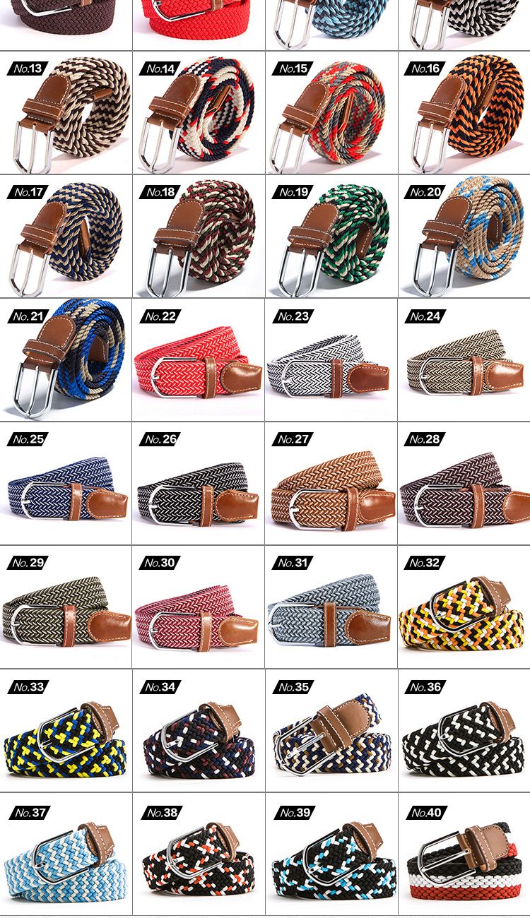 Unisex 39 color elastic woven elastic belt men's and women's belt canvas belt_voghion.com