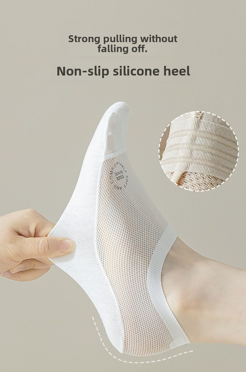 Calzini invisibili estivi senza cuciture da donna, calzini alla caviglia traspiranti e assorbenti del sudore, fondo in cotone, silicone antiscivolo, tallone antiscivolo, calzini ultrasottili_voghion.com