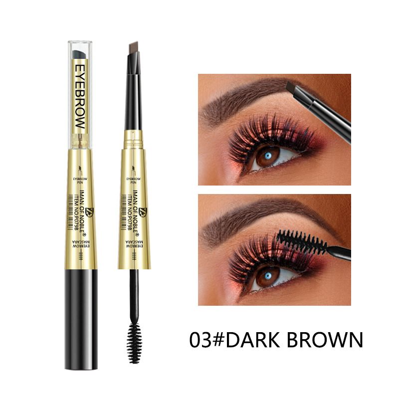 double headed triangle eyebrow pencil natural curling lengthening thick mascara long lasting waterproof automatic rotating eyebrow pencil_voghion.com
