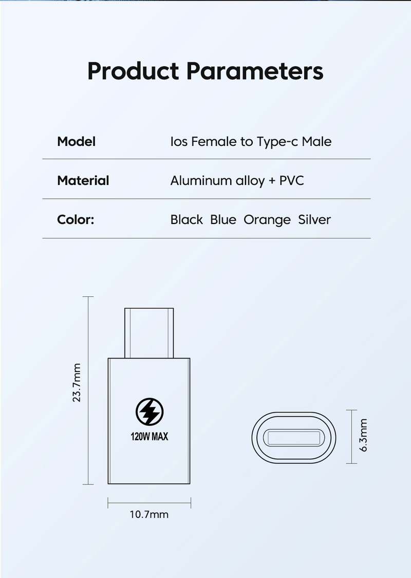 C típusú USB-emelő OTG adapter USB C OTG iPhone 14 13 12 Pro Max X XR PD 120W gyorstöltő adatkábel átalakítóhoz _voghion.com
