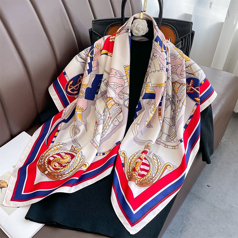 Spring and Autumn New Fashion Trend Women's Navy Style Proessional Simulation Silk Decoration Shawl Sun Protection_voghion.com
