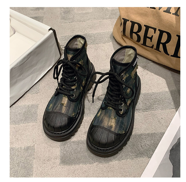 Shell Head Beggar Hole High Top Canvas Shoes Women S Autumn New Ins Trend Niche Thick Soled Martin Boots_voghion.com