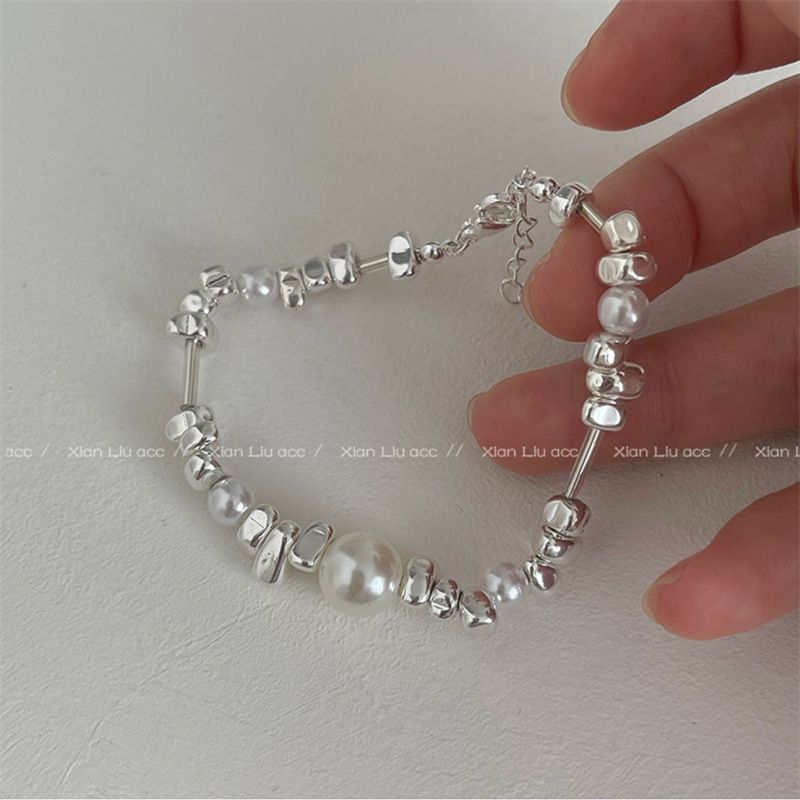 Broken Silver Lings Ins Niche Design Pearl Bracelet For Women Best Friends Cuban Beaded Jewelry 2022 New Model_voghion.com