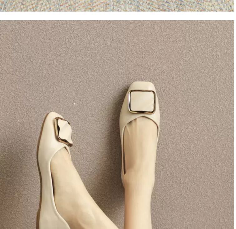 Flat shoes for women 2024 spring and summer new style fashion square head boat shoes Korean style shallow mouth soft sole slip on lazy shoes_voghion.com