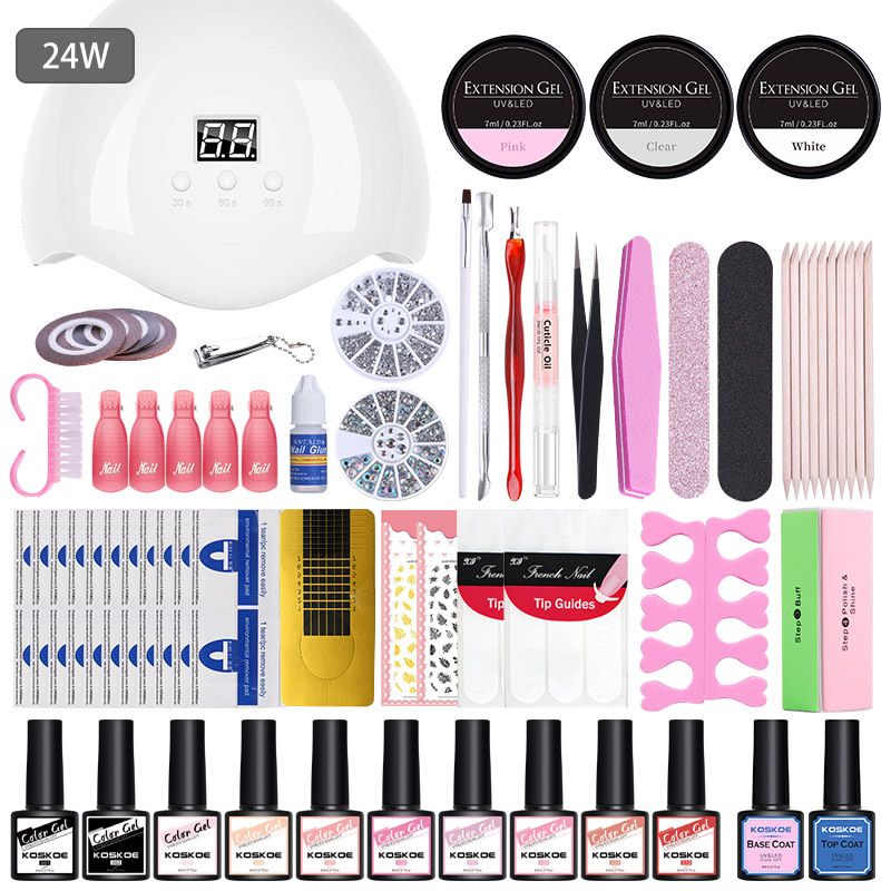 Set completo di smalto in gel UV con trapano elettrico per unghie - Include gel funzionali e gel di estensione per unghie professionali da salone e fai da te_voghion.com