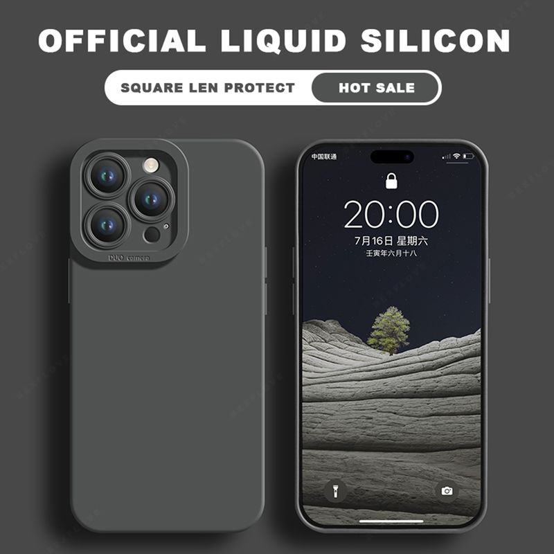 Liquid Silicone Strap Phone Case For Iphone 16E 14 15 Plus 12 13 Mini 11 16 Pro X XR XS Max SE Lanyard Protector Soft_voghion.com