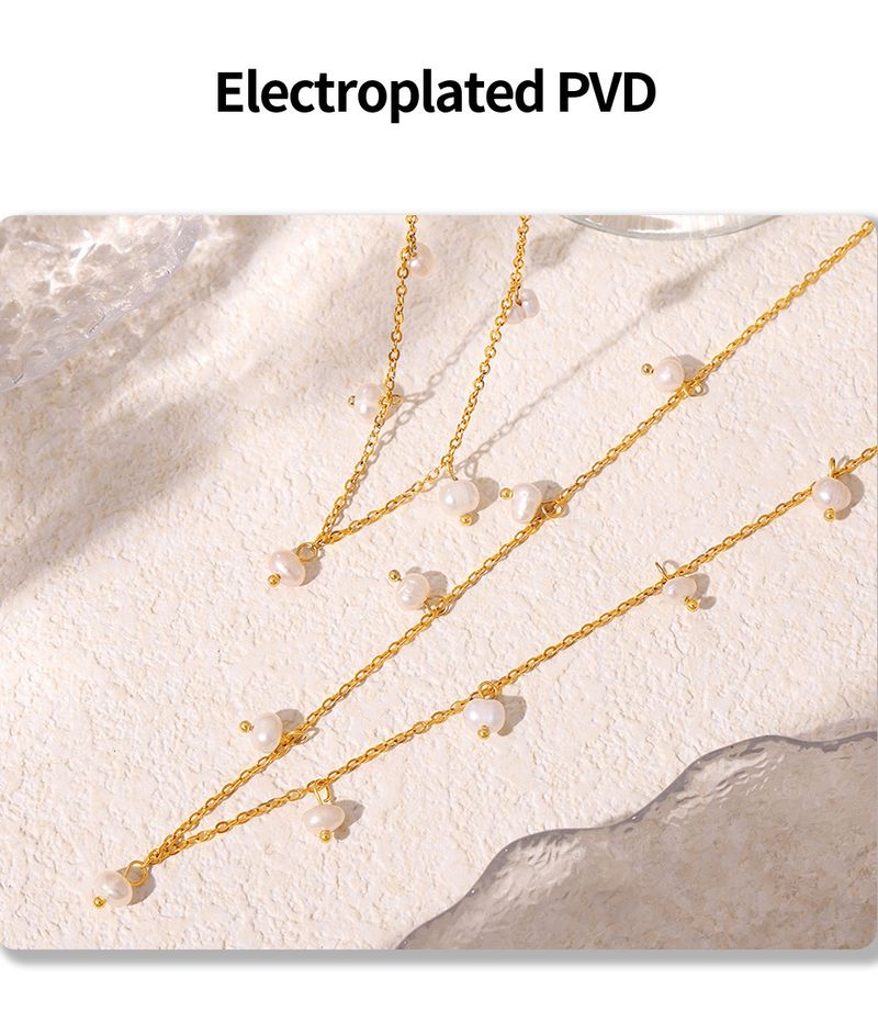 Retro Style Freshwater Pearl Tassel Pendant Necklace For Women, Unique Design, Elegant And Simple, Titanium Steel Clavicle._voghion.com