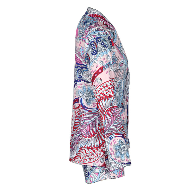 Traje de dos piezas con pantalones cortos y chaqueta estampada a la moda para mujer_voghion.com