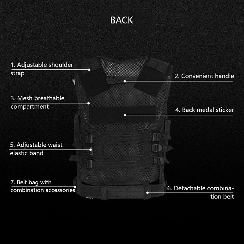 Chaleco táctico Molle multibolsillos CS para entrenamiento militar al aire libre, armadura de combate Airsoft para hombre, chaleco de seguridad policial para caza y paintball._voghion.com