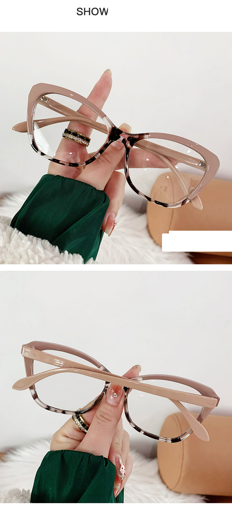 Lunettes unisexes à la mode, anti-bleues, à changement de couleur, verres plats œil de chat avec monture amincissante_voghion.com