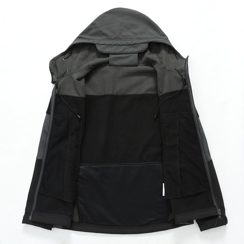 Herrenbekleidung Outdoor Shark Skin Softshell-Jacken-Set – Winddichter Militär-Taktikmantel mit Fleecefutter für Winterwanderungen und Bergsteigen_voghion.com