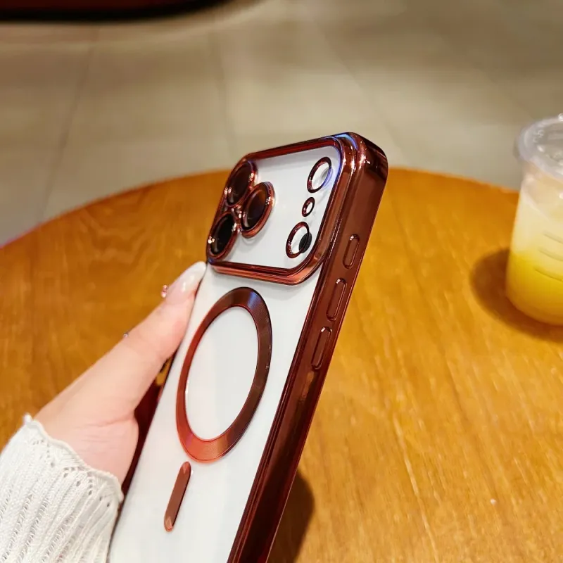 Plating Edge Charge Silicone Case For Iphone 17 Air 16 15 14 PLUS 13 12 11 Pro Max Magnetic Camera Protect Cover_voghion.com