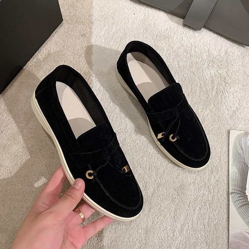 SHLIANG Modne zamszowe mokasyny damskie płaskie buty okrągłe noski wsuwane mokasyny codzienne wygodne muły leniwe buty damskie SB164_voghion.com
