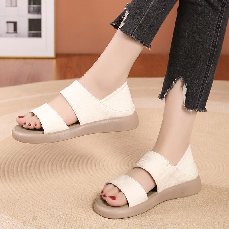 2024 Sommer Neue Feenart Flache Unterseite Weiche Sohle Mode Zwei Tragetaschen Und Römische Strandsandalen_voghion.com