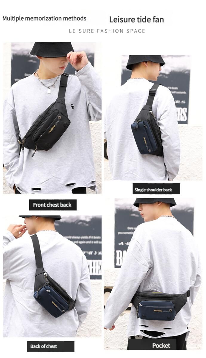 Neue multifunktionale Outdoor-Taille Casual Herren Brust Mode Trend Crossbody Reise kleine Tasche_voghion.com