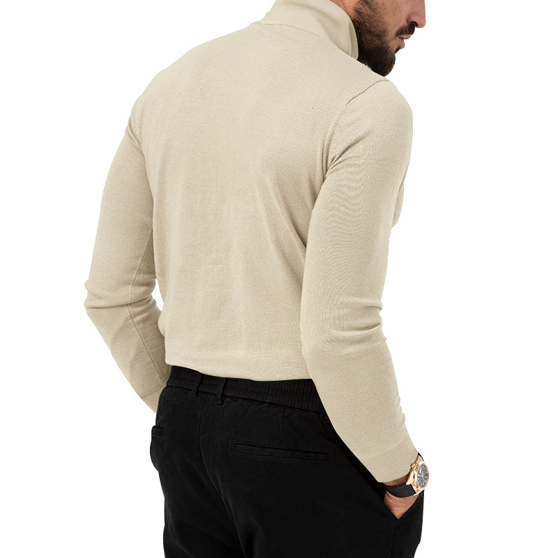Hochelastischer Rollkragenpullover aus gestricktem Kaschmir für Herren mit dicker, warmer Unterwolle_voghion.com