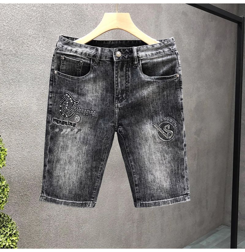 Herenkleding Mode Denim Shorts Dunne Stretch Shorts Trendy All Match Mid-Length Broeken_voghion.com