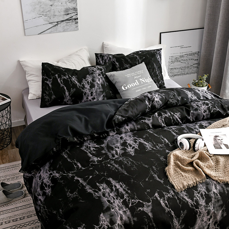 Home Garden Marble Pattern Printed Quilt Cover Bed Sheet Three Or Four Piece Set Full Size_voghion.com