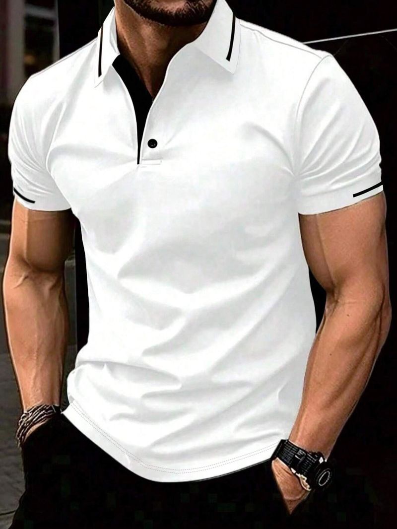 2025 Summer Men Polo T-Shirt Men Casual Polo Shirt Male Short Sleeves Tops Tees Men Stripe Pattern Print Button T Shirt_voghion.com