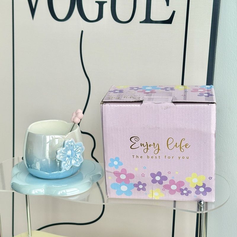 Nordic Style Gradient Coffee Cup And Saucer Exquisite Office Afternoon Tea Mug Women's Practical Gift For Bridesmaids_voghion.com