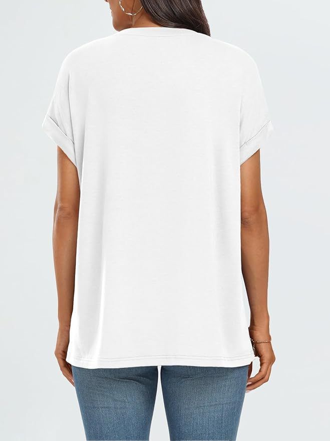 2025 Women's Solid Color Round Neck Casual Loose Summer Short Sleeved T-shirt_voghion.com