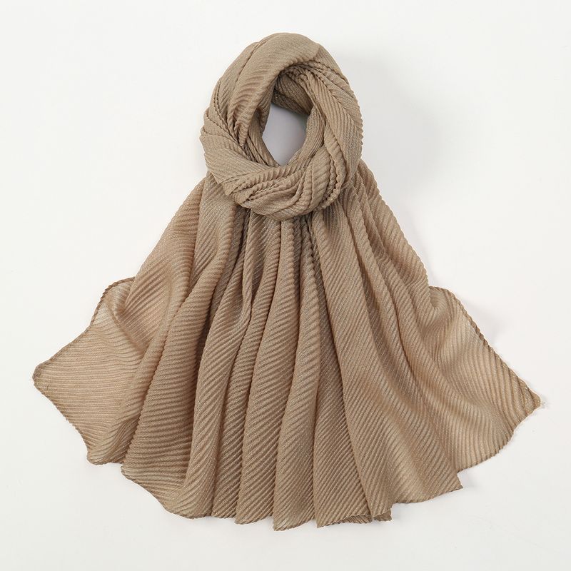 Damenschal, neu, einfarbig, schlicht, silberfarben, Seide, geknittert, lang, elegant, Retro-Stil, ethnisch, modisch, schlicht, vielseitig kombinierbar_voghion.com