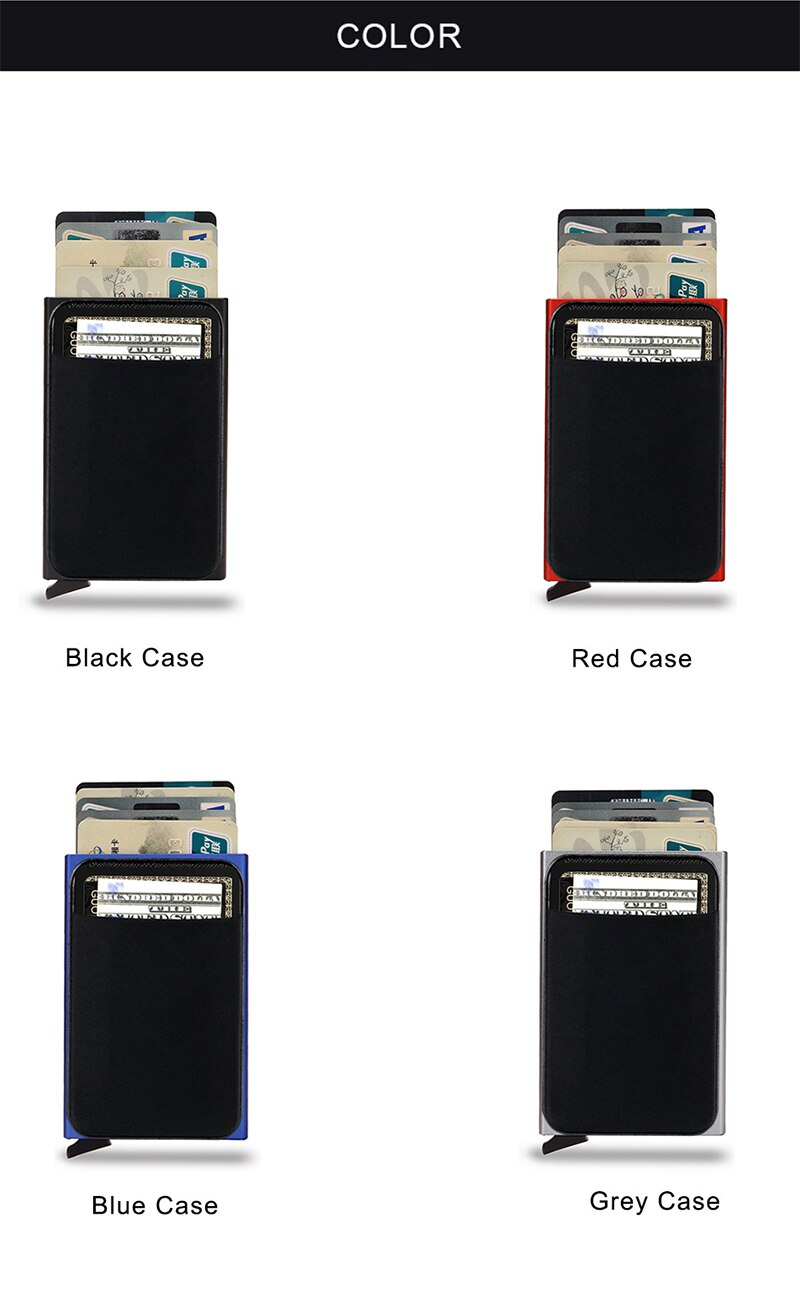 Rfid Smart Wallet Card Metal Thin Slim Men Women Purse Pop Up Minimalist Card Wallet Small Black Metal Credential_voghion.com