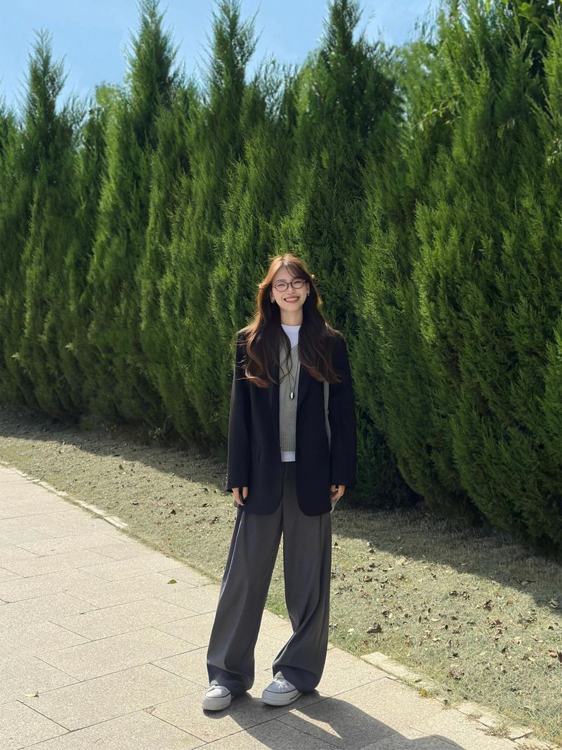 Blazer negro de alta gama para mujer, tendencia de este año 2025, primavera y otoño, informal, de gran tamaño._voghion.com