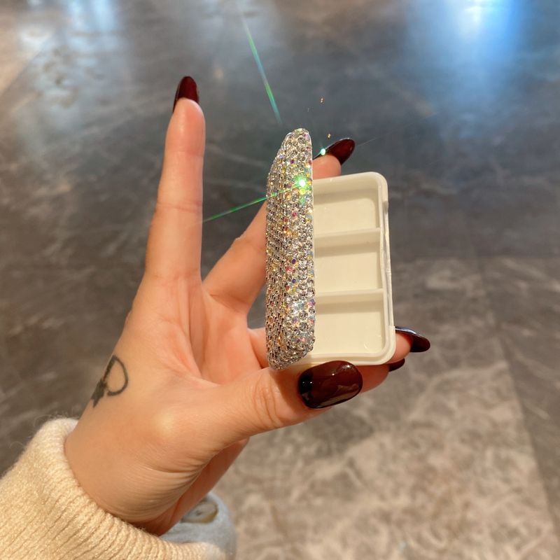 Mini Portable Pill Organizer - Elegant Rhinestone & Plain Plastic Medicine Box, Compact Travel Pill Case For Daily Vitamins & Pills (2 Styles)_voghion.com