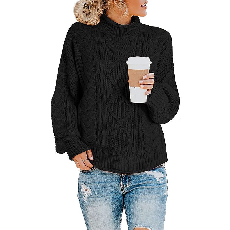 Maglione dolcevita in filato spesso da donna, autunno inverno 2025_voghion.com