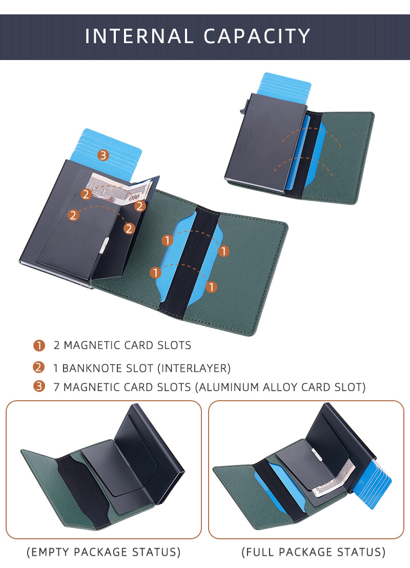 Titular de cartão Baellerry masculino multicolorido antimagnético e antirroubo Titular de cartão Rfid curto automático_voghion.com