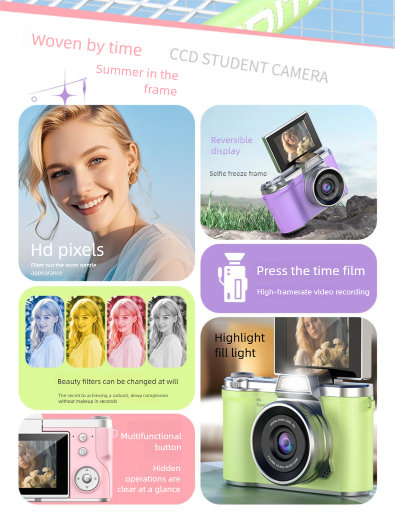 Spiegellose CCD-Kamera mit hochauflösendem Flip-Screen für digitale Aufnahmen für Einsteiger_voghion.com