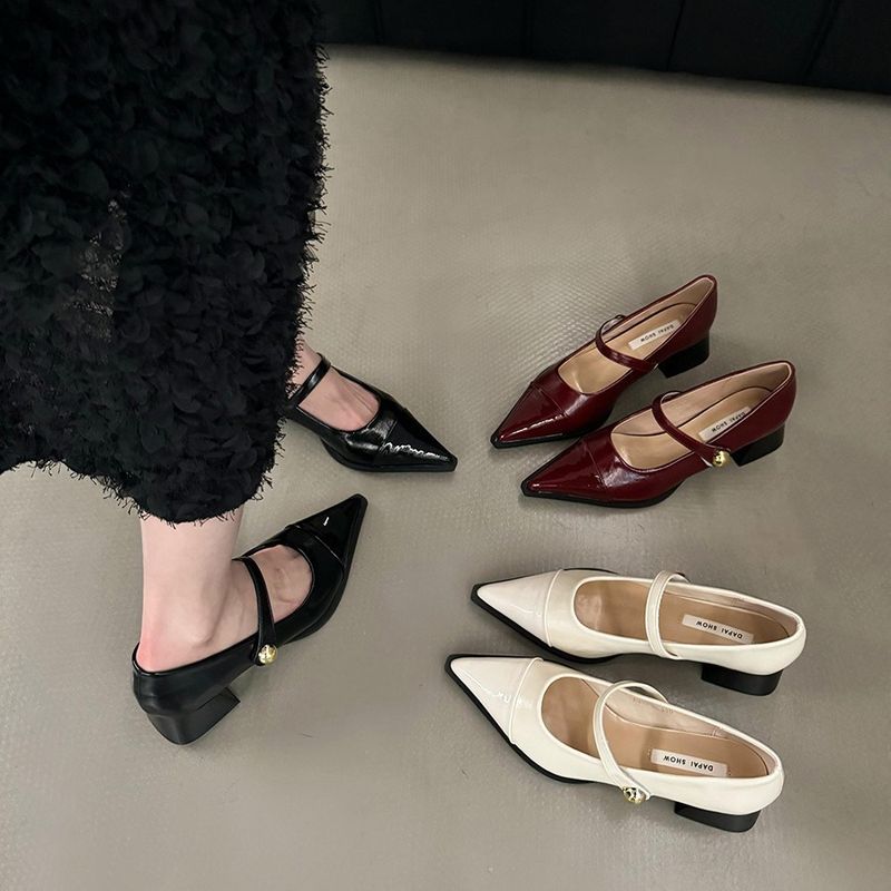 Scarpe con tacco grosso Mary Jane da donna, nere, stile coreano, autunno inverno, di alta qualità, piccole scarpe in pelle_voghion.com
