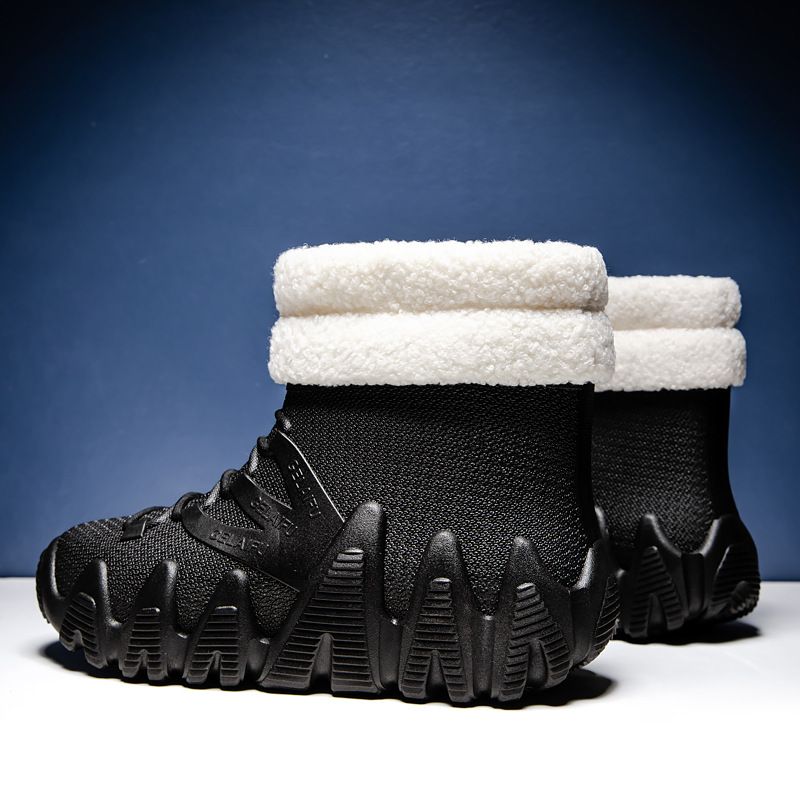 PVC Waterproof Men's Mid-Cut Snow Boots Thickened Sole Non-Slip Fashion Casual Fleece-Lined Warm Dual-Use Work Rubber_voghion.com