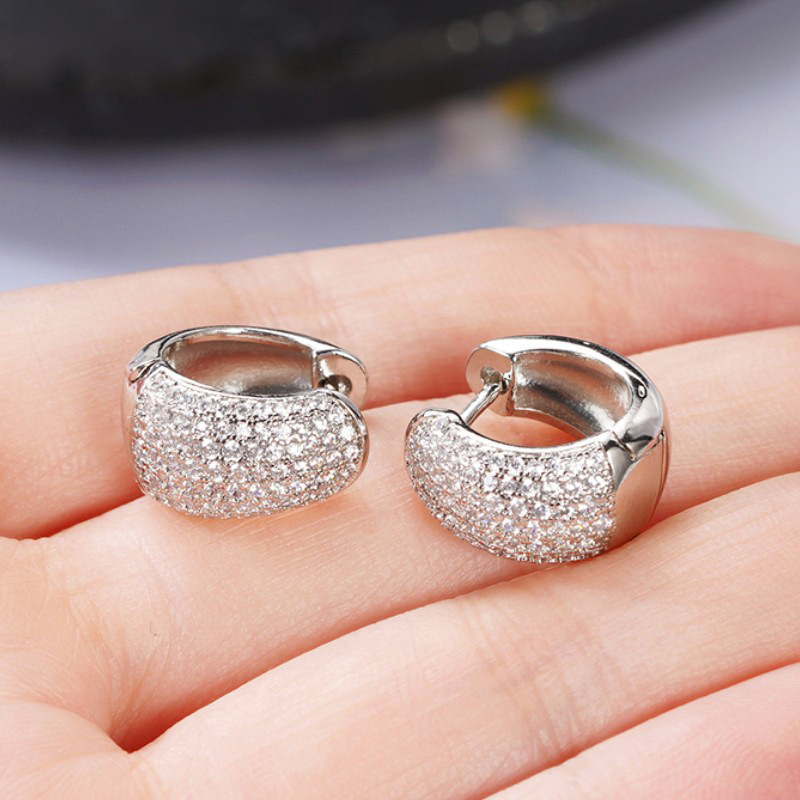 Orecchini a cerchio leggeri con diamanti incrostati, stile hip hop, da uomo e da donna, Luffian American Ear Hoops_voghion.com