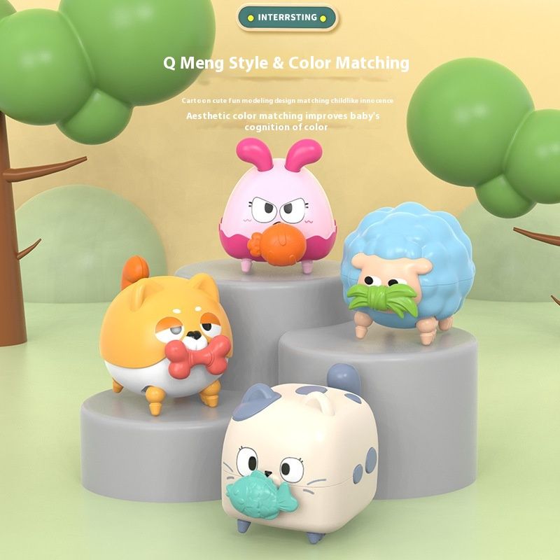 Lindo y divertido muñeco de bebé con dibujos geométricos creativos para niños, juguete de rompecabezas para educación temprana_voghion.com
