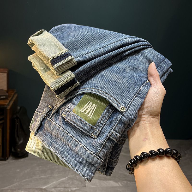 Men's Spring Thin Slim Fit Casual Nine-point Korean Style Stretch Trendy Slightly Wide Versatile Skinny Jeans_voghion.com
