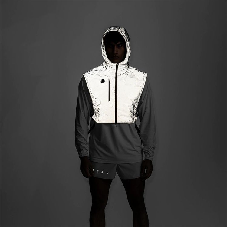 Taktische Weste Herrenmodemarke Kapuzenweste Outdoor Multifunktionale reflektierende ärmellose doppelseitige tragbare wasserdichte Freizeitjacke_voghion.com