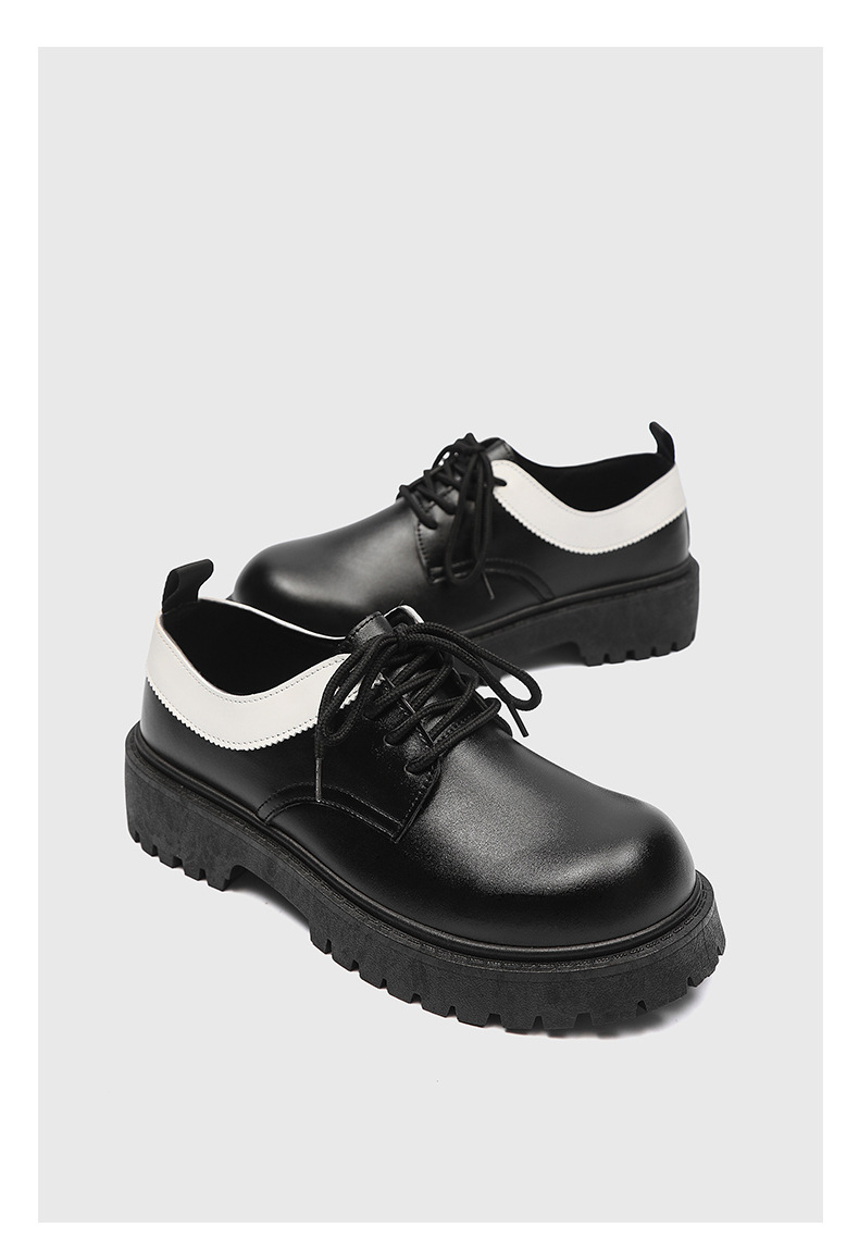 Men's Casual Derby Shoes With Thick Sole & Height Increase - Round Toe Low Top PU Leather Lace-Up Shoes For Daily Wear_voghion.com