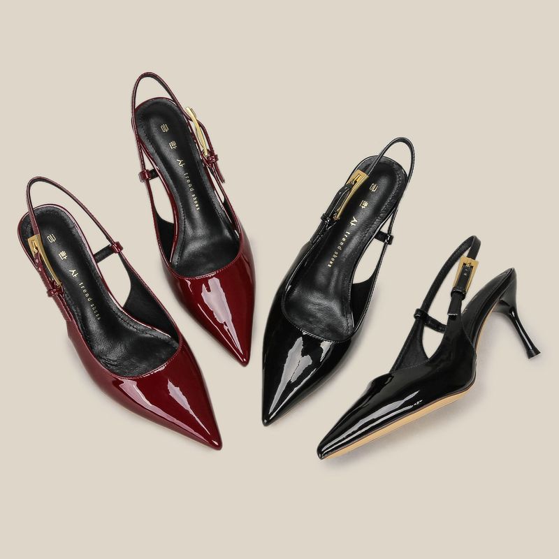 H1933-39 Wie Rote High Heel Sadals Halbkopf Zurück Hohl Spitz Thi Heels Damen Kleine Duft Breite Schuhe_voghion.com