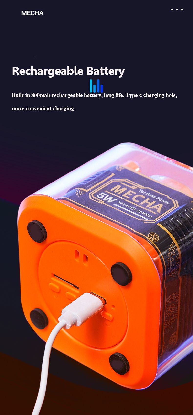 Mini transparante Bluetooth-luidspreker in mecha-stijl, Hifi-geluidsbox, draadloze TWS-verbinding, MP3-muziekspeler, ondersteunt TF-kaart_voghion.com