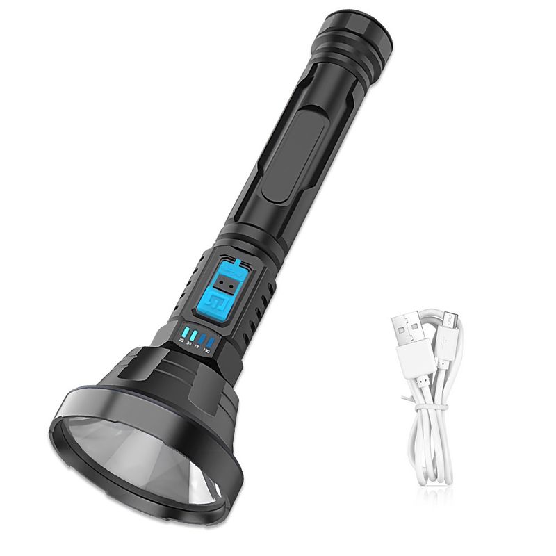 Kunststoff-Taschenlampe, USB-Lade-LED, ultrahell, tragbar, für den Außenbereich, mit großer Reichweite_voghion.com